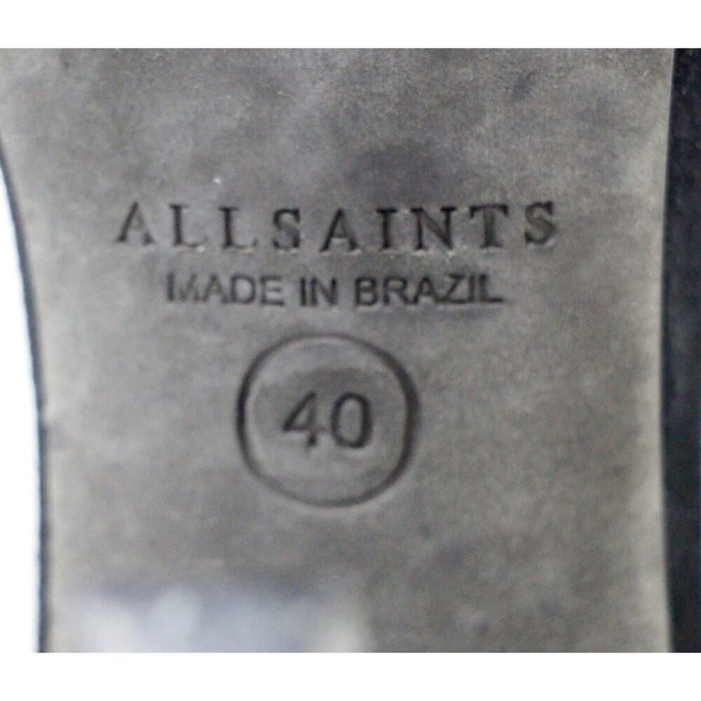 AllSaints BLACK GENUINE LEATHER SUEDE HIGH HEEL OPEN TOE STRAPPY SANDALS Sz 40 - Picture 10 of 11